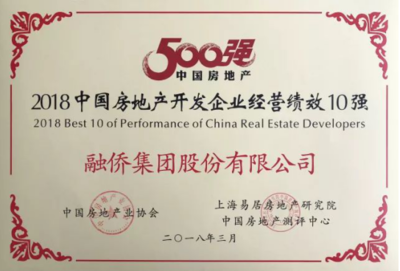 融僑集團(tuán)榮膺2018中國房企28強(qiáng)，全國經(jīng)營績效第二的卓越之道